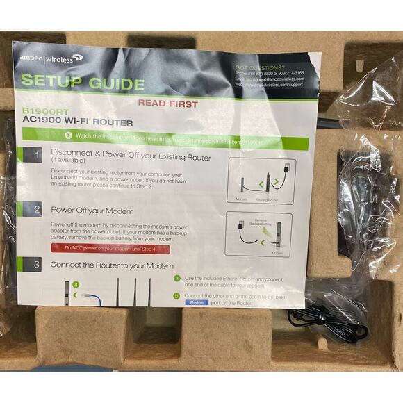 The Amped Wireless AC1900 Wi-Fi Range Extender B1900EX. Router - Picture 3 of 4